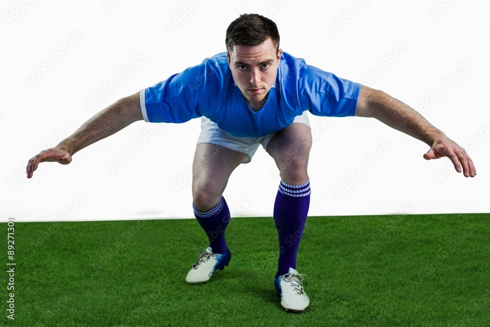 Rugby player ready to tackle the opponent