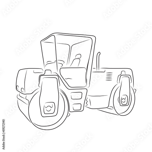 Original road roller, vector illustration 