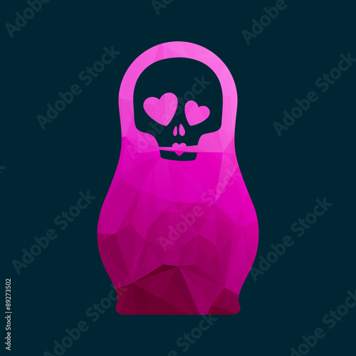 Russian doll icon logo silhouette mosaic faceted illustration.