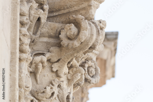 detail of column and ornaments in baroque style