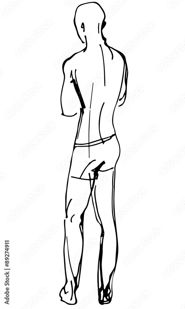 man in a bathing suit turned back man in a bathing suit turned back
