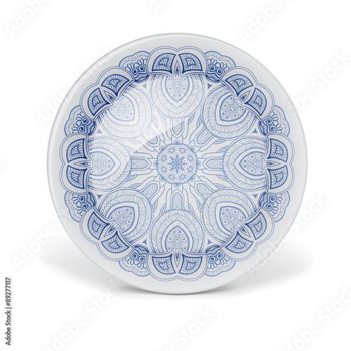 Christmas decorative plate with round lace pattern