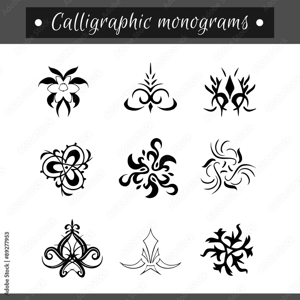 Calligraphical monograms set. Vintage decorative elements for your book, restaurant menu, invitations etc.