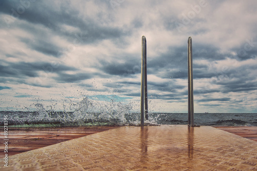 Ocean Pier on Stormy Day