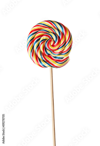 Colorful spiral lollipop candy on stick