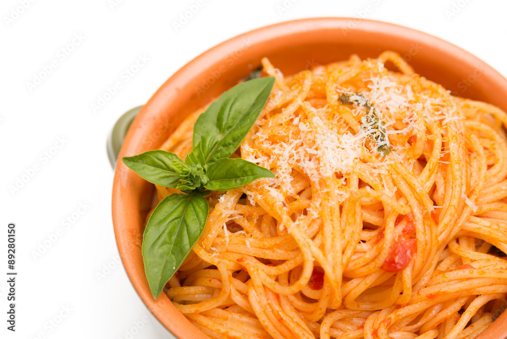 Spaghetti with tomato sauce and cheese, Italian Food Spaghetti with tomato sauce and cheese, Italian Food