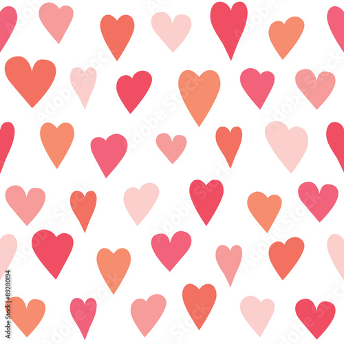 Stylized heart seamless pattern. White isolated vector background, wall paper.