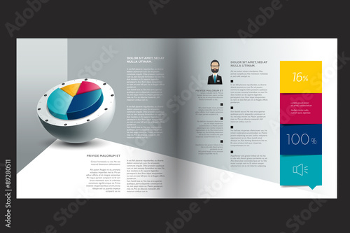Booklet page. Magazine layout for infographics. Web template.