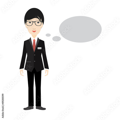 Asian business man speaking. Flat illustration isolated on white.