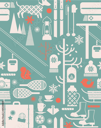 Wallpaper Mural Winter sports seamless background. Torontodigital.ca