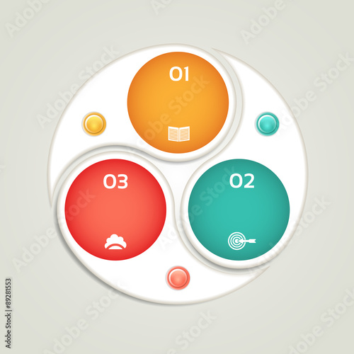 Cyclic diagram with three steps and icons. eps 10