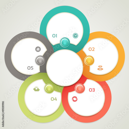 Cyclic diagram with five steps and icons. eps 10