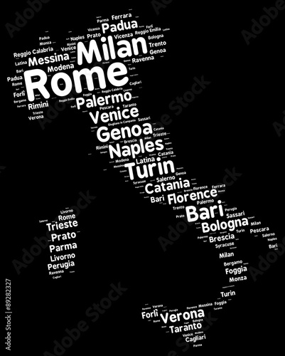 Cities of Italy word cloud