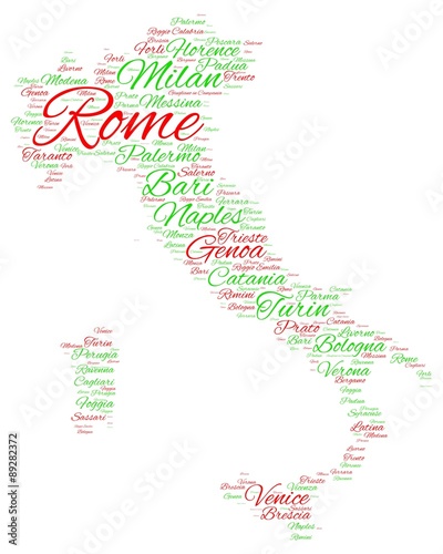 Cities of Italy word cloud