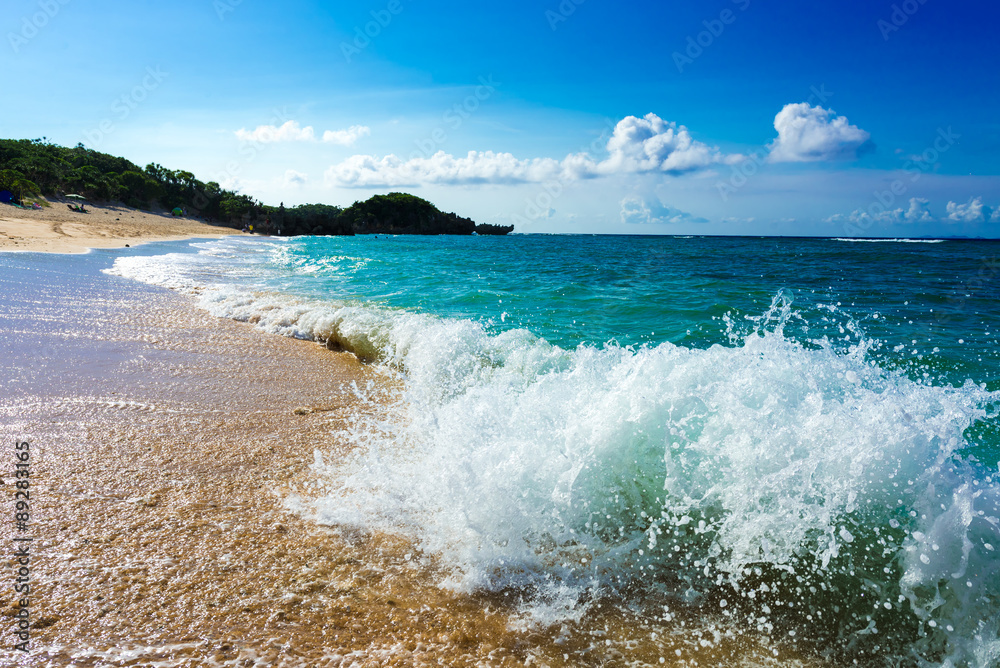 Beautiful sea and the waves splash, Okinawa, Japan