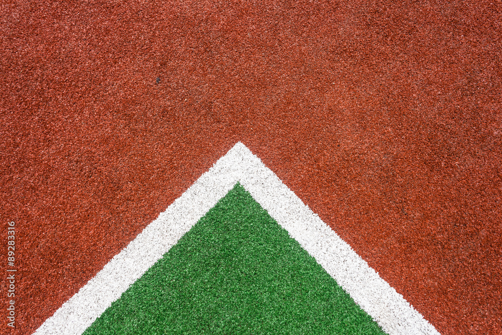 Fototapeta premium Astro turf sports field lines corners closeup color texture abstract detail.