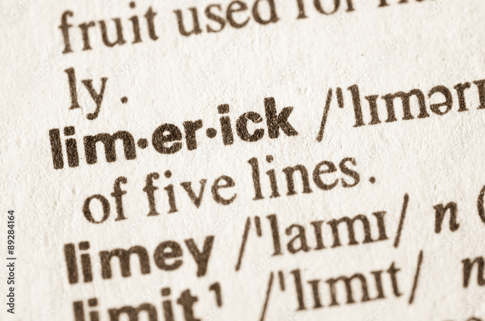 Dictionary definition of word limeric - obrazy, fototapety, plakaty 