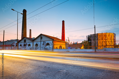 Fototapeta Naklejka Na Ścianę i Meble -  street view of tecnopolis cultural venue in centre of Athens, Greece