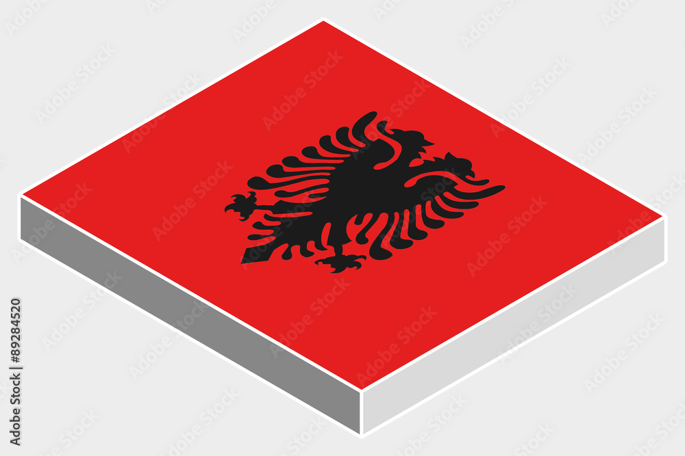 Fototapeta premium 3D Isometric Flag Illustration of the country of Albania