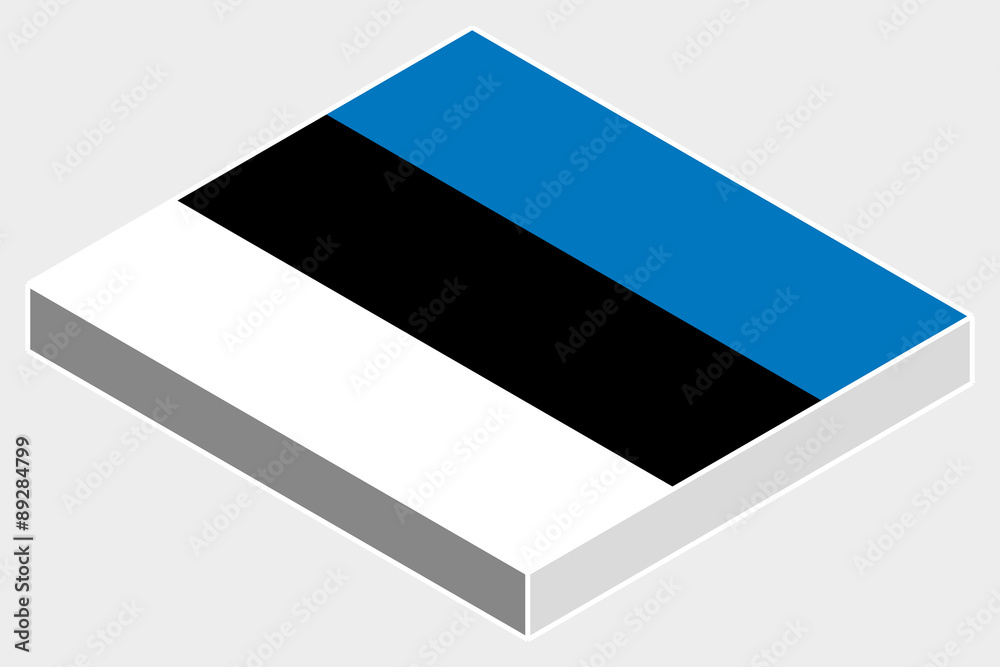 3D Isometric Flag Illustration of the country of Estonia 3D Isometric Flag Illustration of the country of Estonia