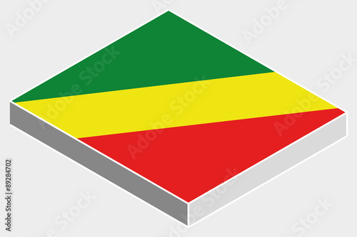 3D Isometric Flag Illustration of the country of  Congo