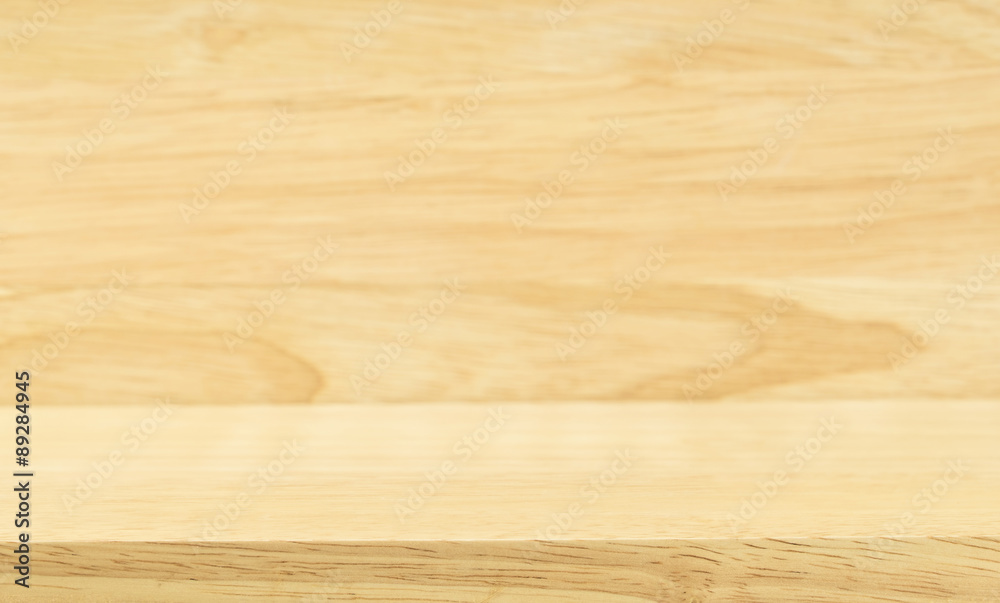 wooden table with blur wood wall background, mock up for display wooden table with blur wood wall background, mock up for display