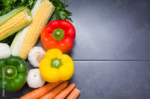 Vegetables on slate table