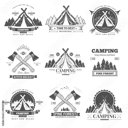 Camping  retro vector logo