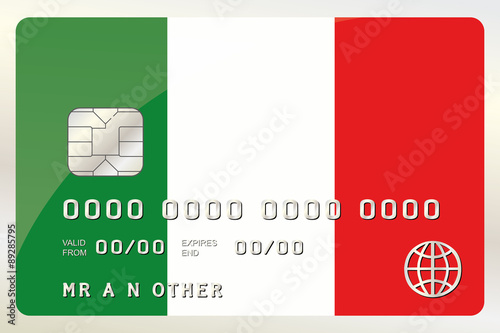 Illustration of a Credit Card with the Card being the flag of  I