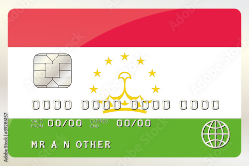 Illustration of a Credit Card with the Card being the flag of  T