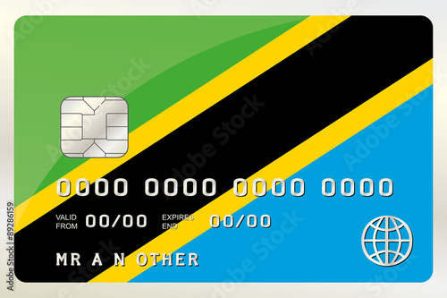 Illustration of a Credit Card with the Card being the flag of  T