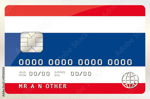 Illustration of a Credit Card with the Card being the flag of  T