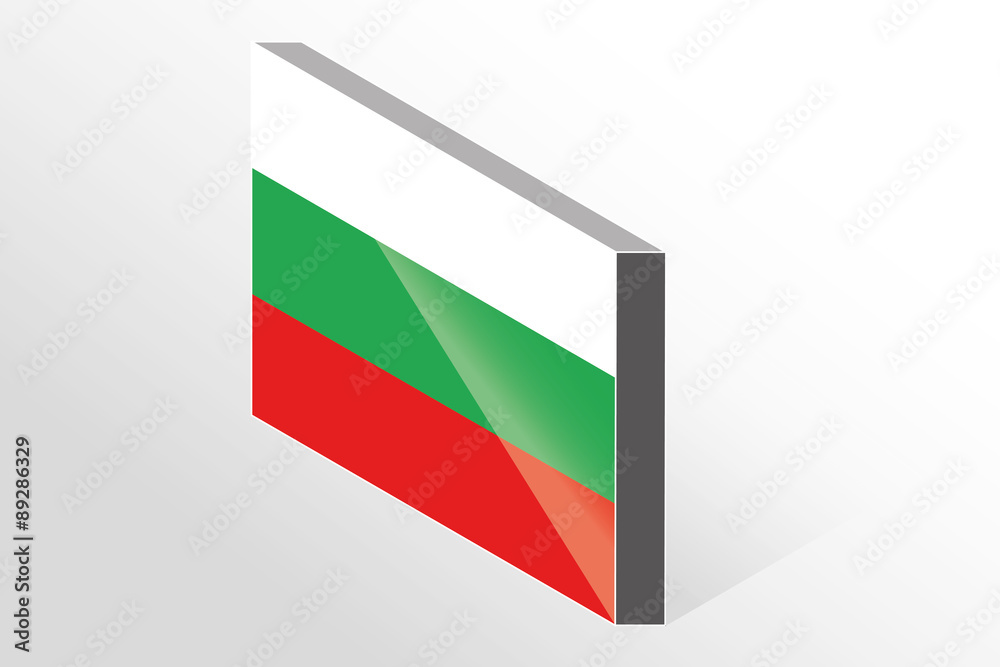 3D Isometric Flag Illustration of the country of  Bulgaria