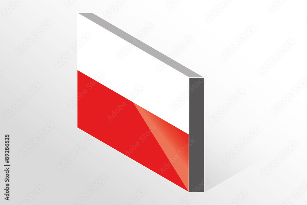 3D Isometric Flag Illustration of the country of Poland 3D Isometric Flag Illustration of the country of Poland