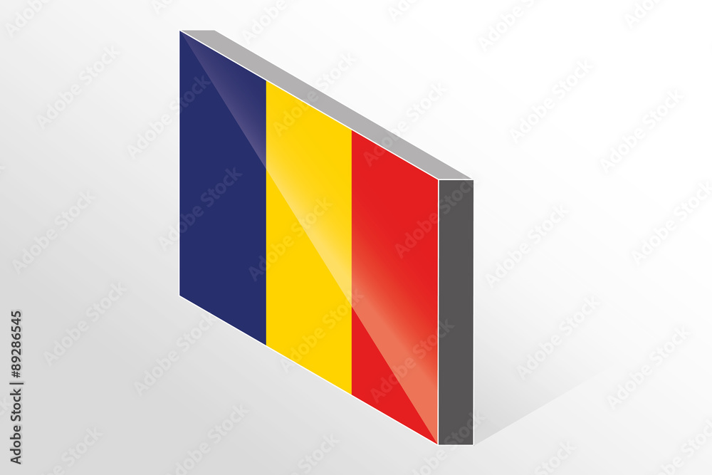 Fototapeta premium 3D Isometric Flag Illustration of the country of Romania