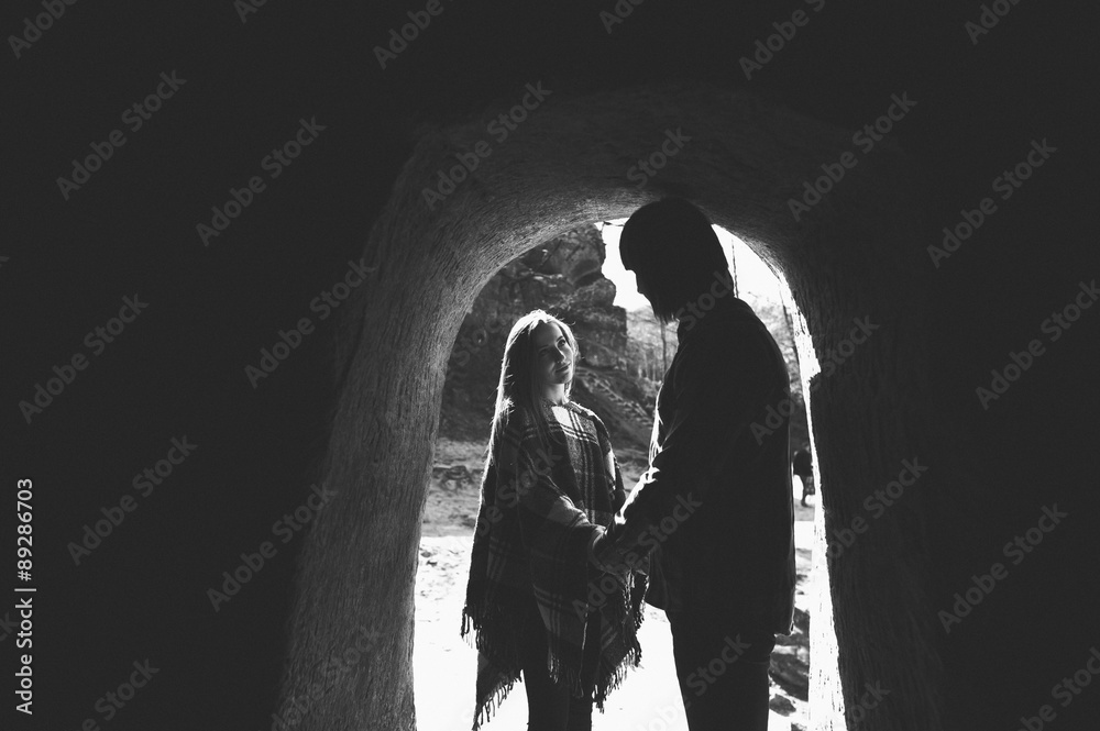 couple in love outdoors in the mountains on the background of ro couple in love outdoors in the mountains on the background of ro