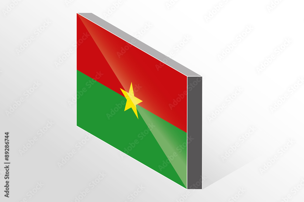 3D Isometric Flag Illustration of the country of  Burkina Faso