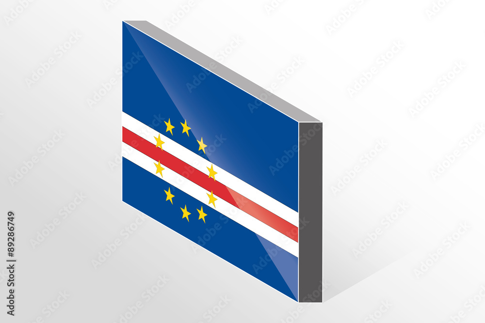 3D Isometric Flag Illustration of the country of  Cape Verde