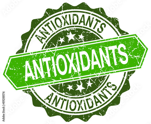 antioxidants green round retro style grunge seal