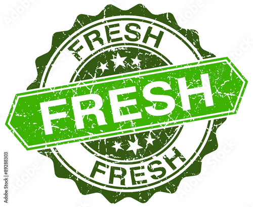 fresh green round retro style grunge seal