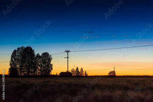 Silhouette Of The Telephone Line