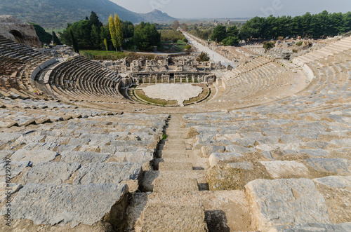 Roman anphitheater in ancient city Ephesus, Selcuk, Turkey photo