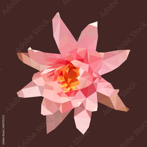 polygonal pink lotus, abstract flower, vector illustration