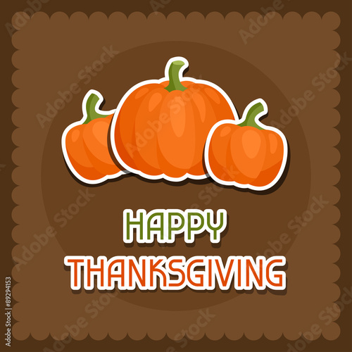 Happy Thanksgiving Day background design with holiday sticker