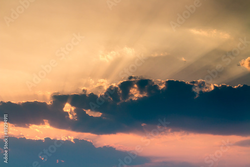 colorful dramatic sky with cloud at sunset