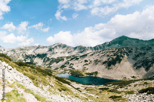 Mountain lake landscape panorama. Captured in Pirin mountain Bulgaria