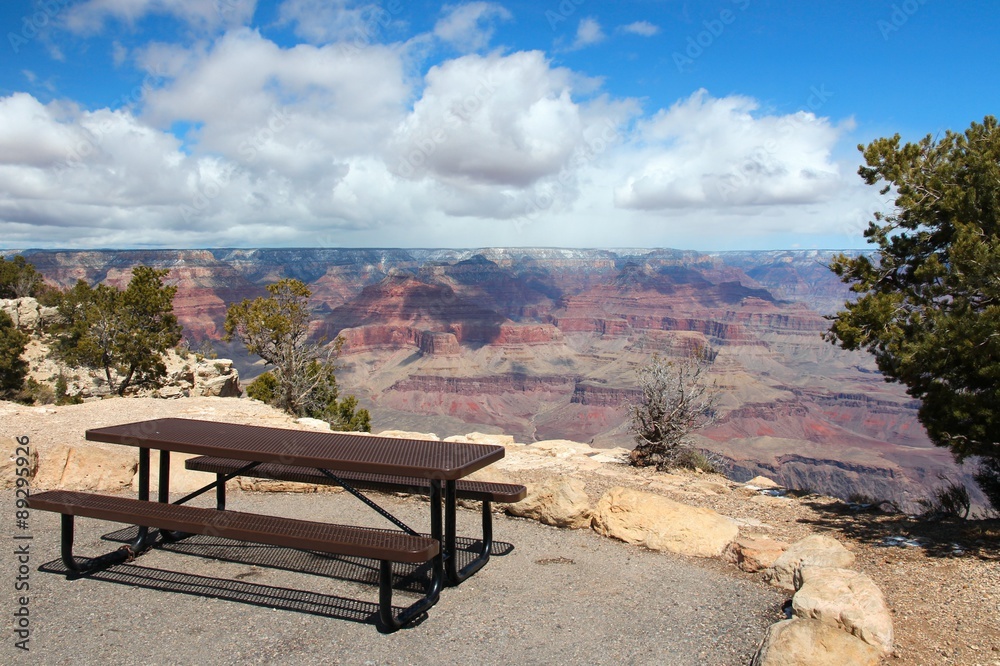 Obraz premium Grand Canyon picnic table
