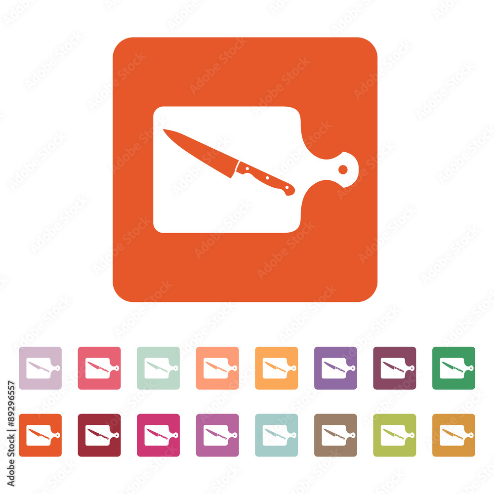 © vladvm50 - The cutting board and knife icon. Chef and restaurant, kitchen symbol. Flat