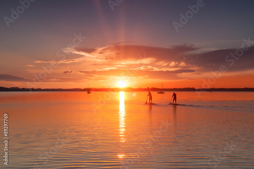 Sunset Stand up Paddling at Lake Chiemsee © Woods