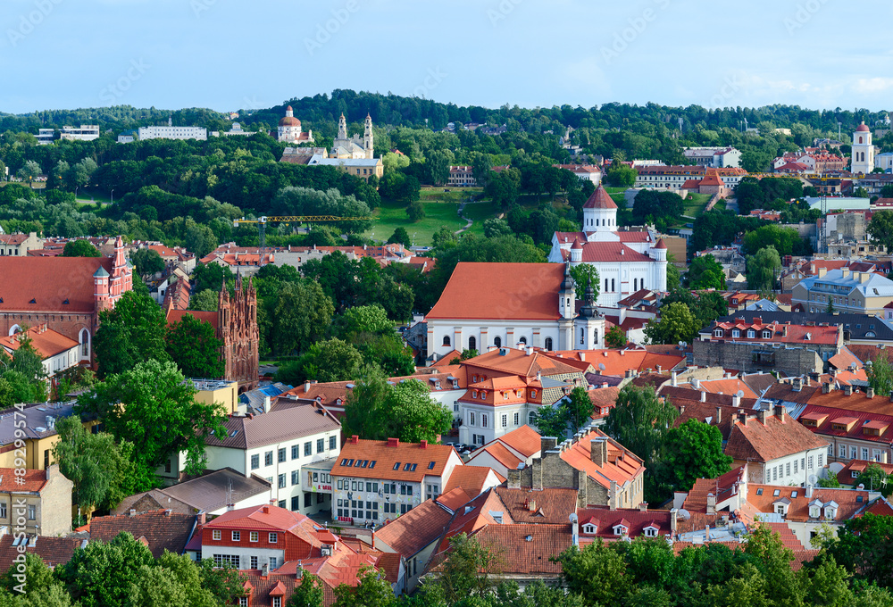 Vilnius, view on Prechistenskiy Cathedral and Church of St. Anne